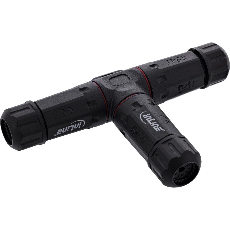 InLine 69927U cavo di collegamento Accoppiatore cavo di alimentazione, IP68, 3 poli, 3 vie, M20, nero Nero