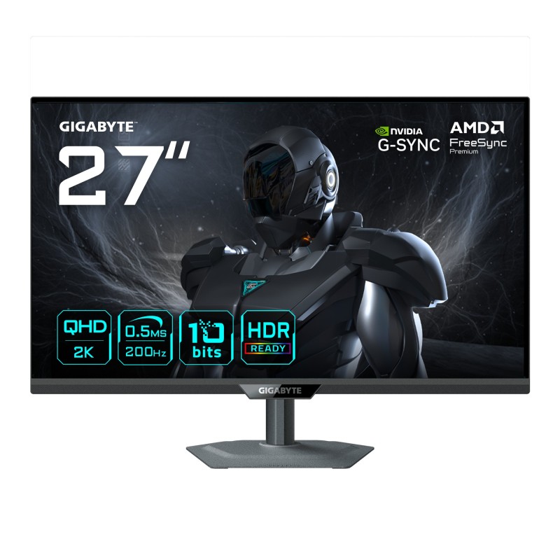 GIGABYTE G27Q20 Monitor Gaming 27” QHD - 2560 x 1440, 200Hz, 0.5ms, Compatible con G-Sync, FreeSync Premium, HDR10, HDMI 2.0,