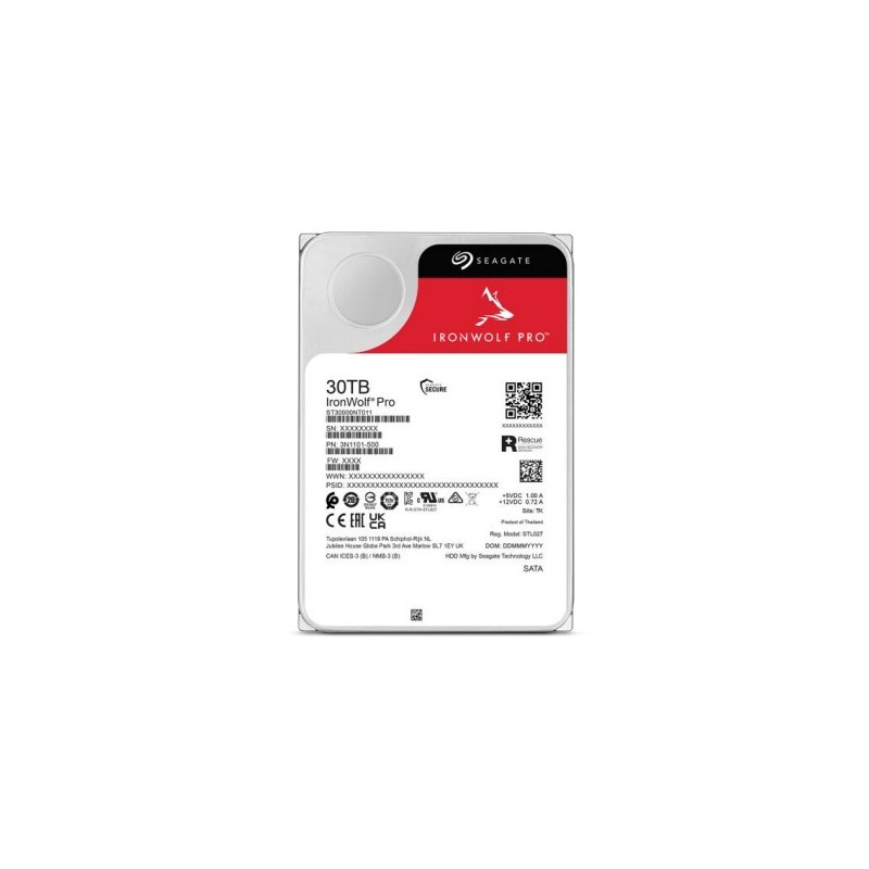 Seagate IronWolf Pro ST30000NT011 disque dur 30 To 7200 tr min 512 Mo 3.5" Série ATA III