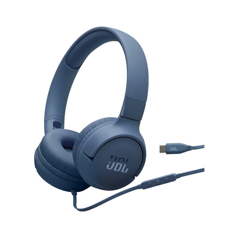 JBL Cuffie ad archetto supra-aurali con cavo e comando microfono a 3 pulsanti, connettore USB Type-C, Driver  32mm,