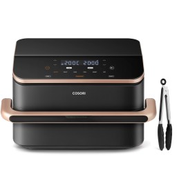 Cosori Dual Blaze Twinfry Chef Edition Doble 10 L Independiente 2800 W Freidora de aire caliente Gris Oscuro, Oro rosa