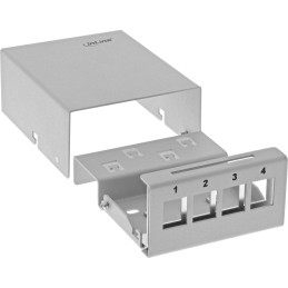 InLine , box 4x Keystone RJ45, metallo, grigio chiaro RAL7035