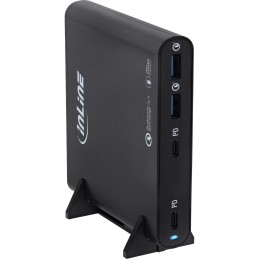 InLine USB Netzteil, GaN Ladegerät, 4-Port, 2x USB-C + 2x USB-A, 120W, schwarz