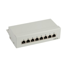 InLine Patch Panel Cat.6, 8-porte, Desktop, grigio chiaro, RAL7035