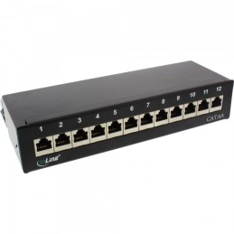 InLine Patch Panel Cat.6A, 12-porte, installazione tavolo parete, nero RAL9005