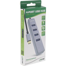 InLine USB-C 3.2 Multi Hub (4x USB-A 5Gb s), OTG, Aluminiumgehäuse
