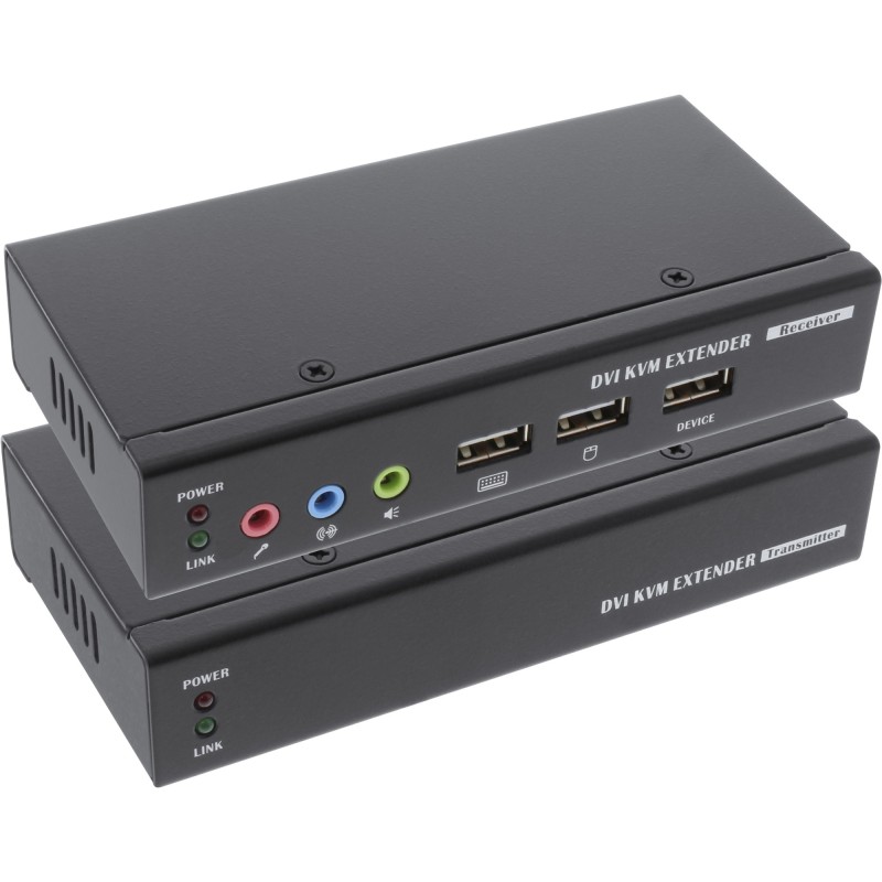 InLine DVI KVM Extender via Lan RJ45, Audio, consol locale USB, FullHD, 50m Max