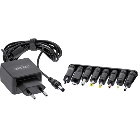 InLine Alimentatore Universale, 5V   15W, con 8 spine intercambiabili, Micro-USB, USB-C