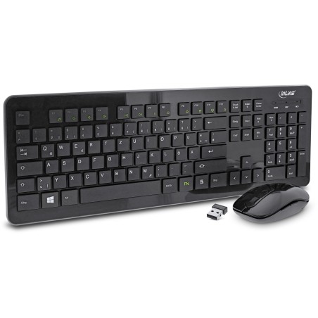 InLine 55368A clavier Souris incluse Universel RF sans fil QWERTZ Allemand Noir