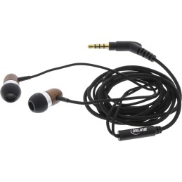 InLine woodin-ear Auricolari con microfono su cavo, legno noce, Headset