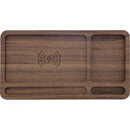InLine WoodCharge – Organizer mit integrierter Qi-Ladefläche aus Walnuß-Holz