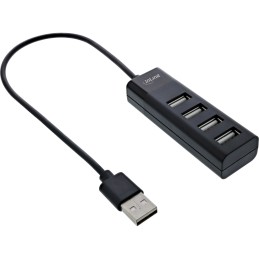 InLine USB 2.0 hub a 4 porte, tipo A maschio a 4x femmina, nero, 30cm, sottile