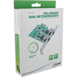 InLine Dual Gigabit Netzwerkkarte, 2x RJ45 2.5Gb s, PCIe x1, mit LP Slotblech