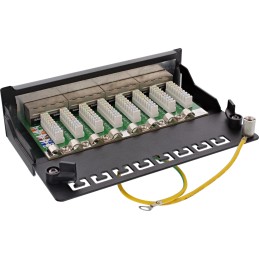 InLine Patch Panel Cat.6A, 8-porte, per guida DIN in server rack, nero RAL9005
