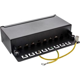 InLine Patch Panel Cat.6A, 8-porte, per guida DIN in server rack, nero RAL9005