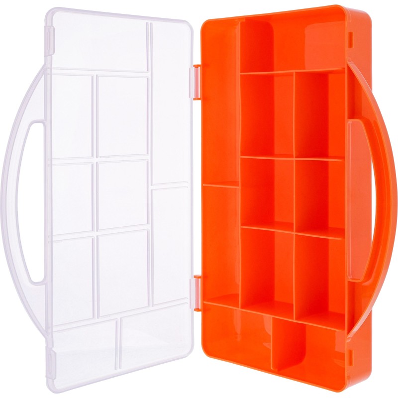 InLine Box portaminuteria, plastica trasparente. 271x186x40mm, 11 slot, arancio