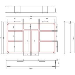 InLine Box portaminuteria, plastica trasparente. 290x185x45mm , 9 slot, arancio