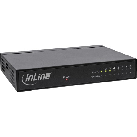 InLine Gigabit Switch, 8 Porte 10 100 1000Mbps, Desktop, alim.interno, Fanless