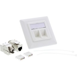 InLine Scatola prese Cat.6A max. 10 Gbit s, 2x RJ45 F Snap-In inclusi, bianco