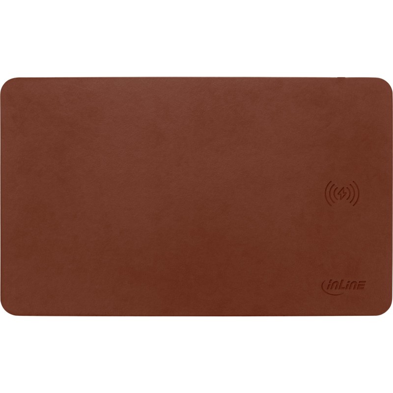 InLine Maus-Pad, Wireless Charging, 370x225x7mm, braun