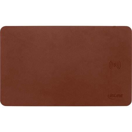InLine Maus-Pad, Wireless Charging, 370x225x7mm, braun