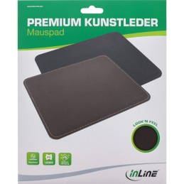 InLine Maus-Pad Premium Kunstleder schwarz, 250x220x3mm