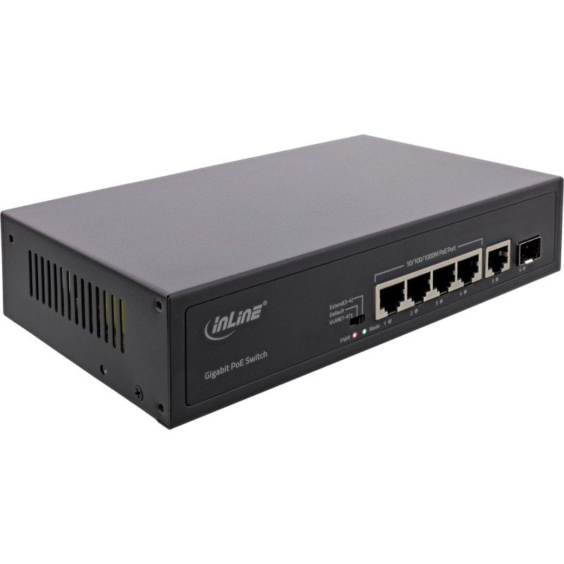 InLine Switch di rete Gigabit PoE+ 5 porte (4x PoE+), 1xSFP, 1Gb s, desktop