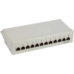 InLine Patch Panel Cat.6, 12-porte, installazione tavolo parete, grigio chiaro