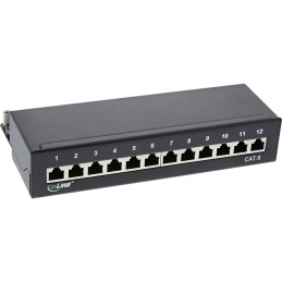 InLine Patch Panel Cat.6, 12-porte, installazione tavolo parete, nero, RAL9005