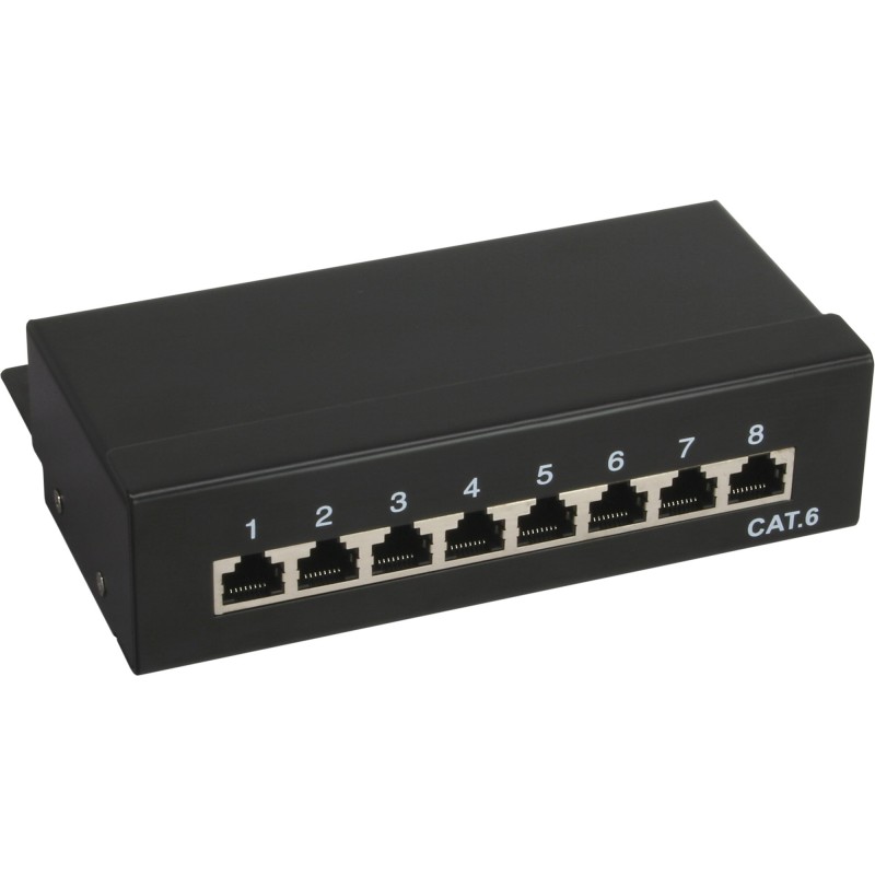 InLine Patch Panel Cat.6, 8-porte, Desktop, nero, RAL9005