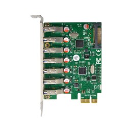 InLine Schnittstellenkarte, 7x USB-A 3.2 Gen.1, PCIe, mit SATA Stromanschluss