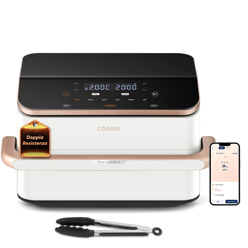Cosori FRIGGITRICE AD ARIA Dual Blaze Twinfry™ Chef Edition, 10 Litri, 7 in 1, Doppia Resistenza, Doppio Cestello 5L&5L e