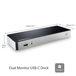 StarTech.com Station d'Accueil USB C Double Écran avec PD 60W pour PC Portables Windows - Dock USB C vers HDMI   DVI - Dock USB