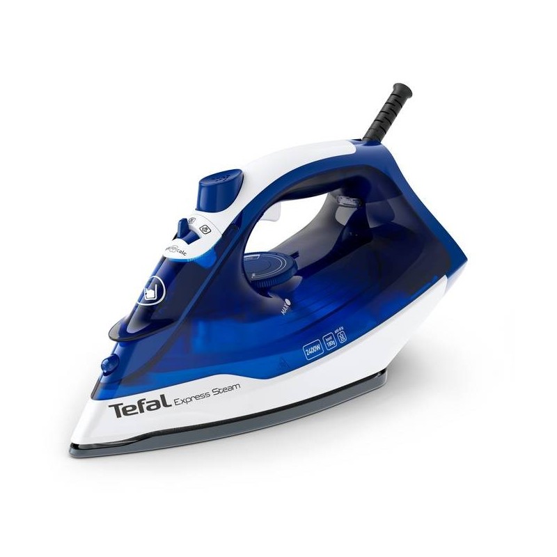 Tefal FV2838 Fer à repasser à sec ou à vapeur Semelle en cérilium 2400 W Bleu, Blanc