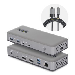StarTech.com Dual Monitor USB-C Dockingstation, Dual 4K 60Hz DisplayPort MST Dock, 100W Power Delivery Laptop-Ladung, 1GbE,