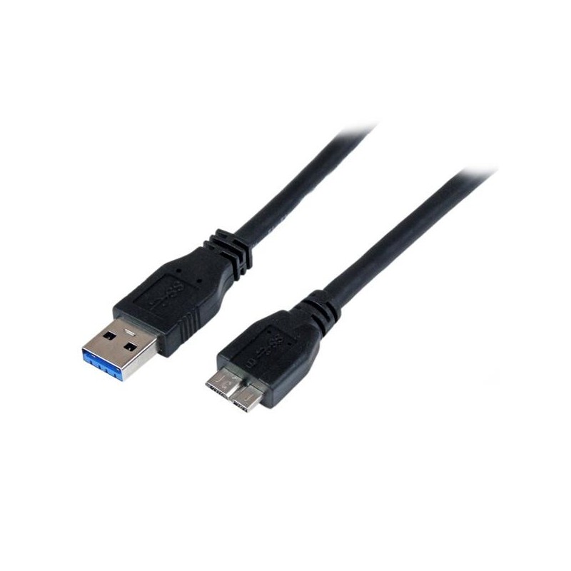 StarTech.com Cable Certificado 1m USB 3.0 Super Speed SS Micro USB B Macho a USB A Macho Adaptador - Negro