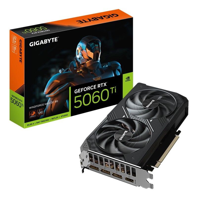 GIGABYTE GeForce RTX 5060 Ti WINDFORCE MAX OC 8G Tarjeta Gráfica – 8 GB GDDR7, 128 bits, PCI-E 5.0, 2587 MHz Frecuencia del
