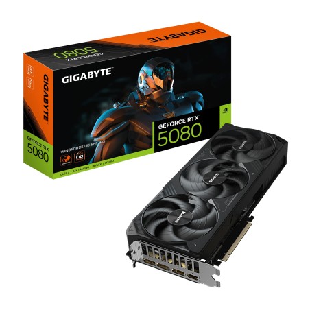GIGABYTE GeForce RTX 5080 WINDFORCE OC SFF 16G Carte Graphique - 16 Go GDDR7, 256 bits, PCI-E 5.0, 2670MHz Fréquence du Cœur, 3