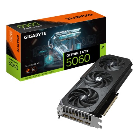 GIGABYTE GeForce RTX 5060 GAMING OC 8G Tarjeta Gráfica - 8GB GDDR7, 128bit, PCI-E 5.0, 2595 MHz Frecuencia del núcleo, 3 x