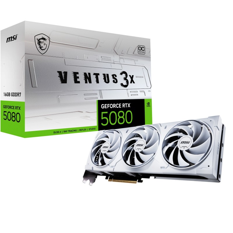 MSI VENTUS GEFORCE RTX 5080 16G 3X OC WHITE graphics card NVIDIA 16 GB GDDR7