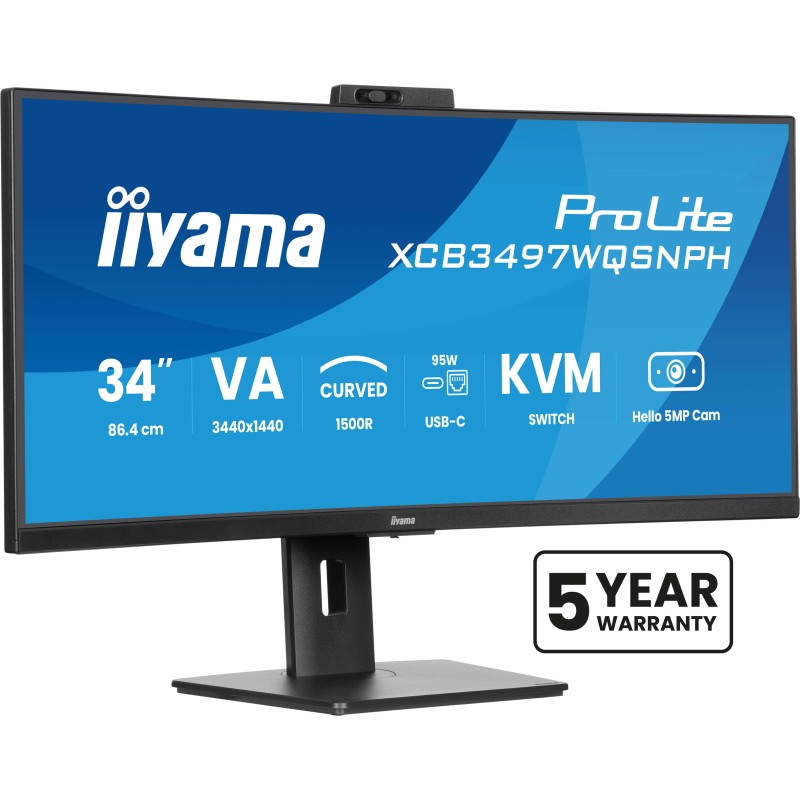 iiyama ProLite XCB3497WQSNPH-B1 Monitor PC 86,4 cm (34") 3440 x 1440 Pixel UltraWide Quad HD LED Nero