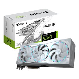 GIGABYTE AORUS GeForce RTX 5080 MASTER ICE 16G Tarjeta Gráfica - 16GB GDDR7, 256 bits, PCI-E 5.0, 2805MHz Core Clock, 3 x DP