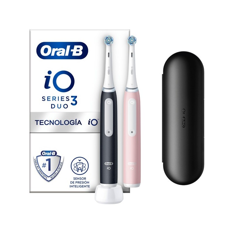 Oral-B iO3 Duo Adulto Spazzolino a vibrazione Nero, Rosa, Bianco