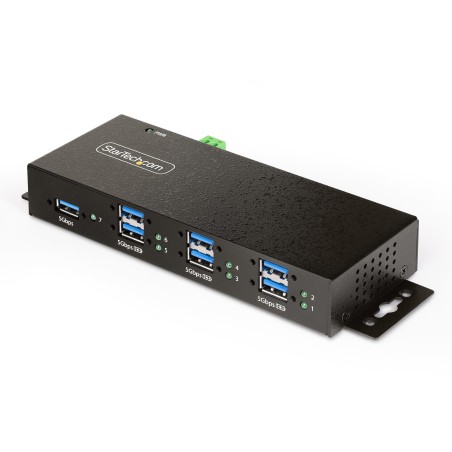 StarTech.com Hub USB Industrial de 7 Puertos Gestionado - Servicio Pesado - Caja de Metal - Protección ESD y Sobretensión -
