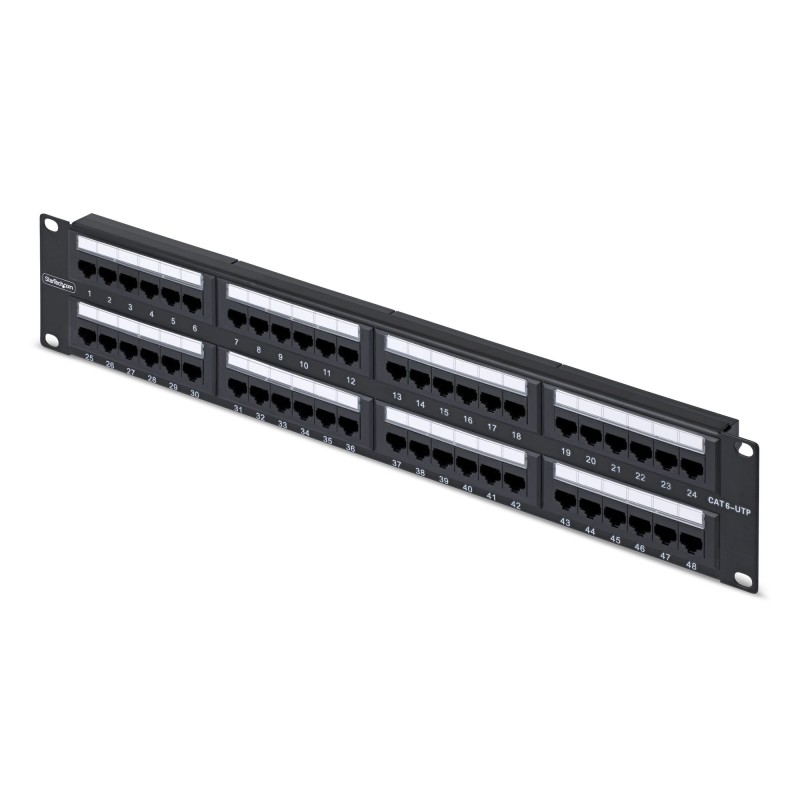 StarTech.com Panneau Patch Cat6 48 Ports 2U Monté en Rack, RJ45, UTP, 110 Punch-Down, Panneau Patch Ethernet Cat 6 pour Rack