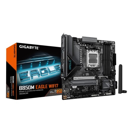 GIGABYTE B850M EAGLE WIFI7 Carte Mère – Processeurs AMD Ryzen 9000 Series, VRM numérique 8+2+2 phases, jusqu’à 8200 MHz DDR5