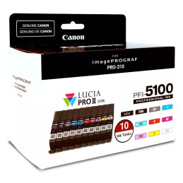 Canon PFI-5100 Multipack cartouche d'encre 10 pièce(s) Original Rendement standard Cyan, Noir mat, Noir
