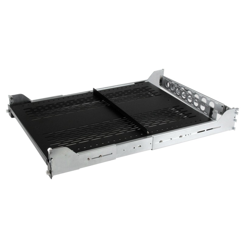 StarTech.com 2HE Server Rack Fachboden perforiert mit Kabelmanagement Arm - 70 bis 80 cm einstellbare Einbautiefe - 22 kg - 19"
