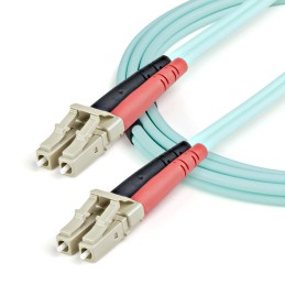 StarTech.com Câble Fibre Optique Multimode 1m LC UPC à LC UPC OM3, Fibre Zipcord Full Duplex 50 125µm, Réseaux 100G,