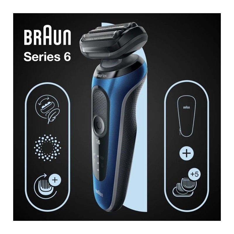 Braun Series 6 61-B1500s Rasoir à grille Tondeuse Bleu